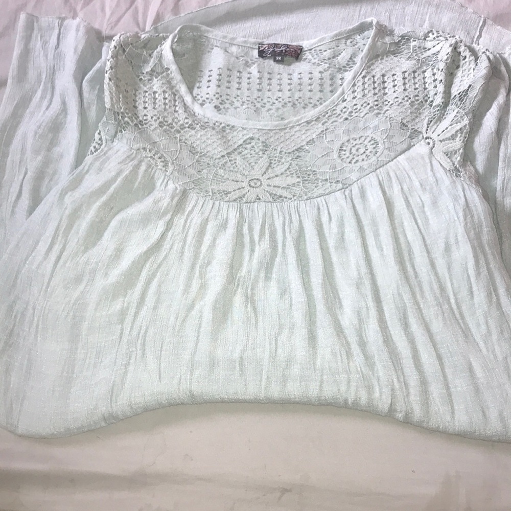 pastel mint long lace top